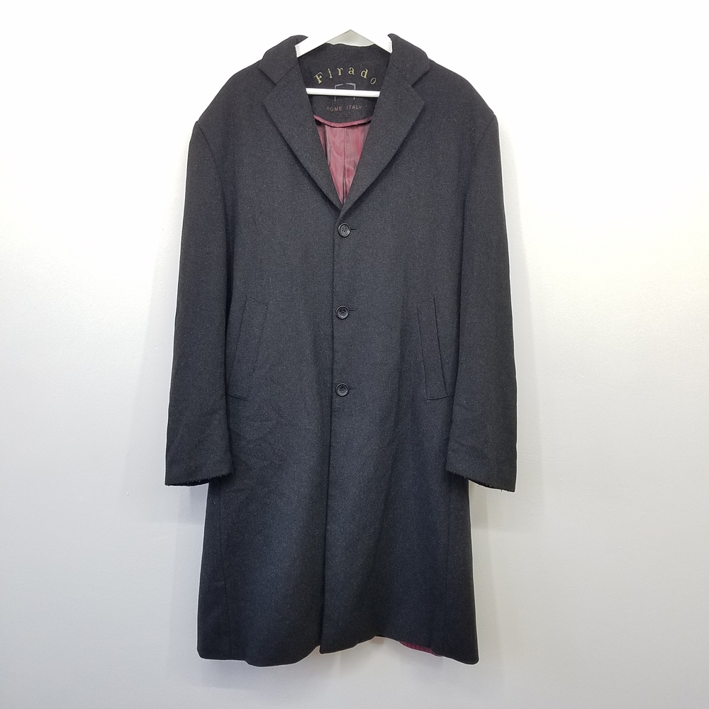 Firado Rome Italy Hand Tailored Wool Oversized Trench Coat Jacket Size Large